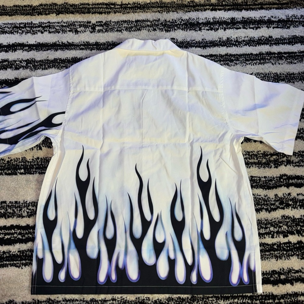 Authentic Prada Blue Flame Cotton Button-Up Shirt (Size: Large) - Picture 3 of 5